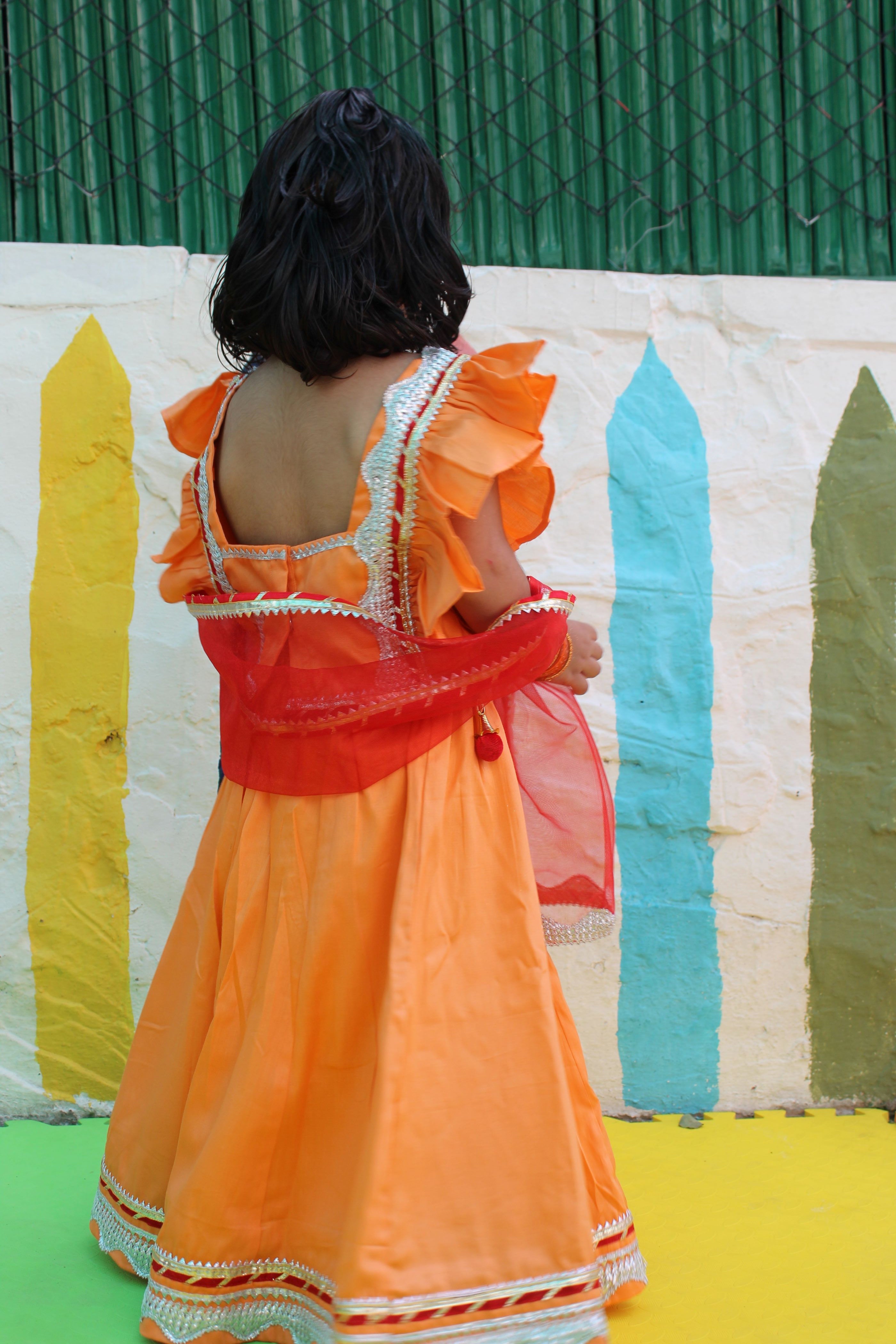 Orange and red lehenga