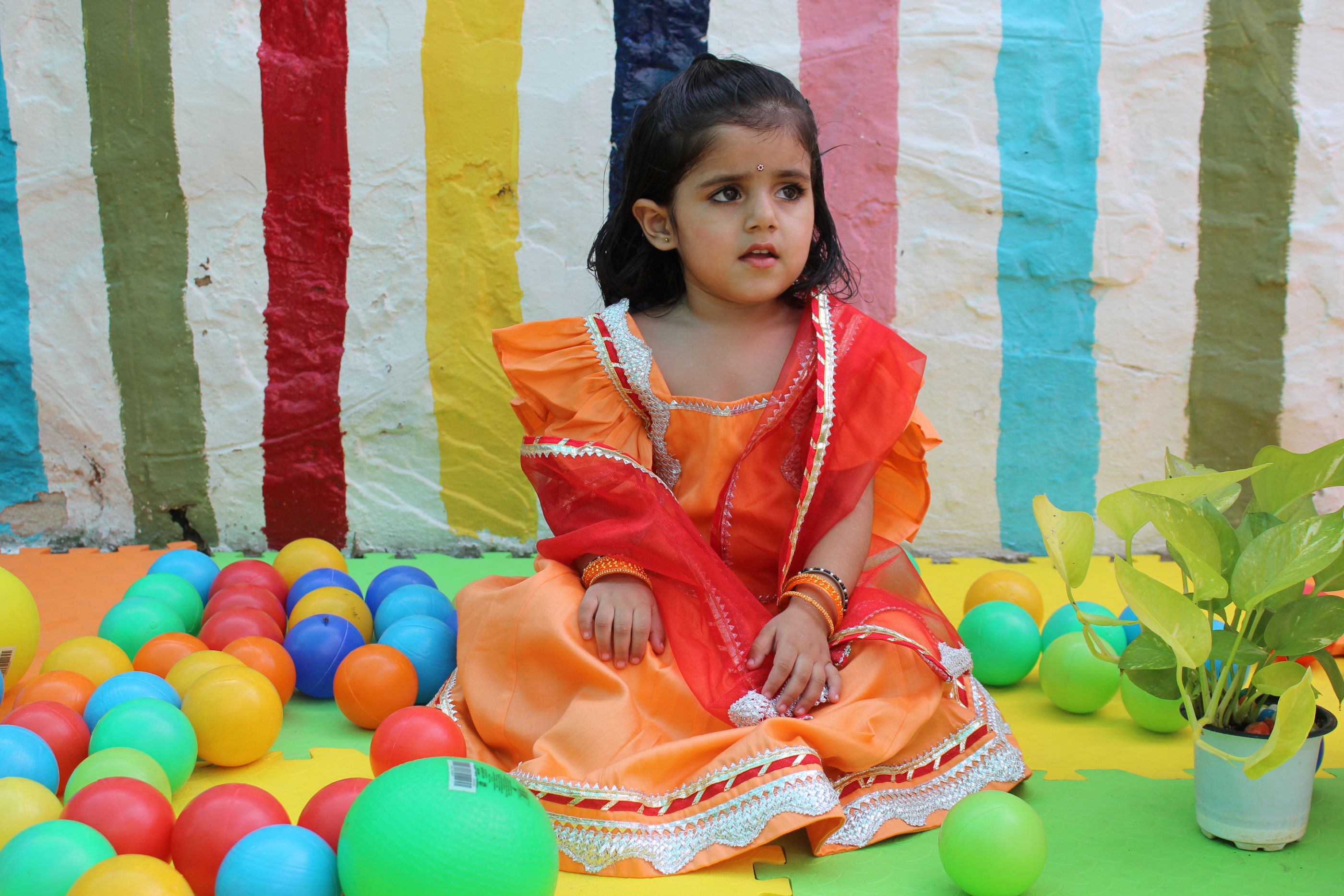 Orange and red lehenga