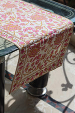 Load image into Gallery viewer, Pink &amp; Yellow Jhaal Block Print Table Runner
