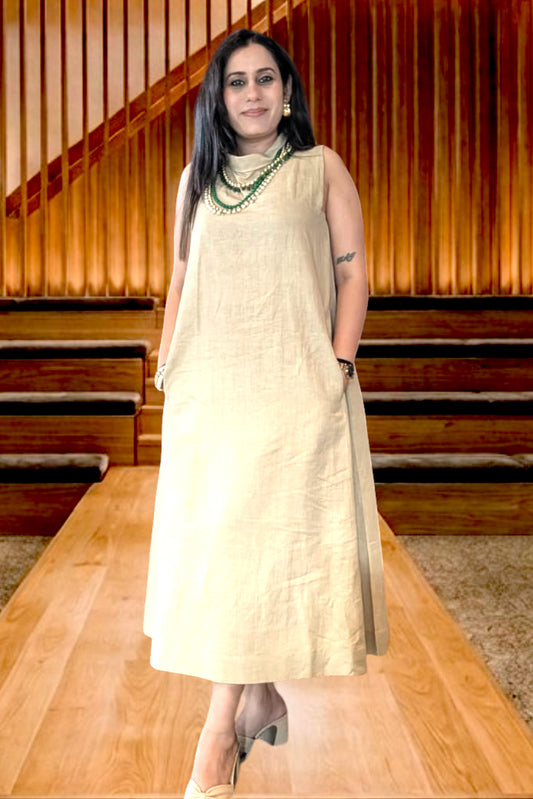 High-neck A-line Dress