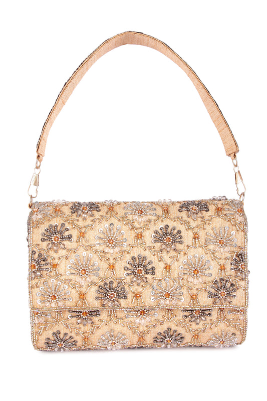 Gold silver aayena clutch