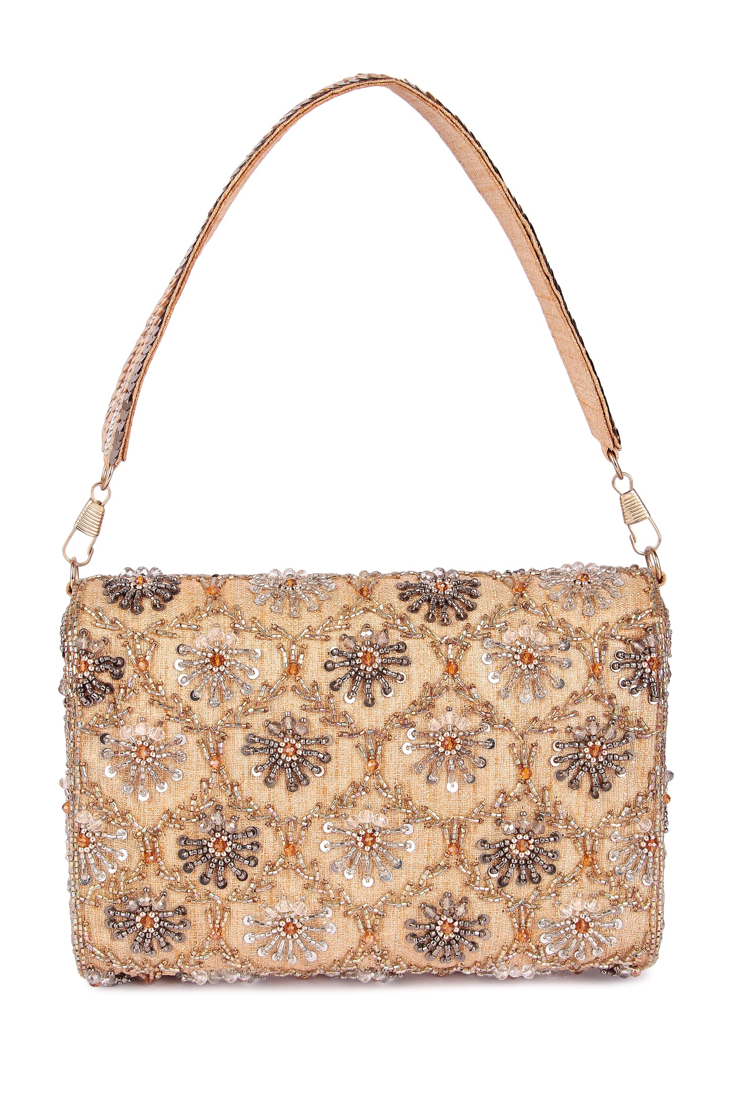 Gold silver aayena clutch