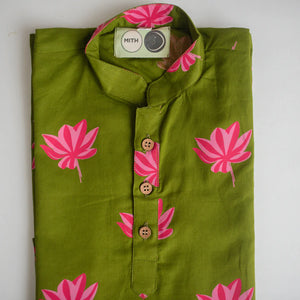 Lotus Blooms Ethnic Kurta Payjama for Boys - Green