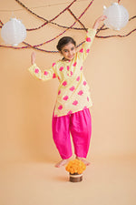 Load image into Gallery viewer, Lotus Blooms Ethnic Kurta Payjama for girls - Yellow

