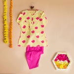 Load image into Gallery viewer, Lotus Blooms Ethnic Kurta Payjama for girls - Yellow
