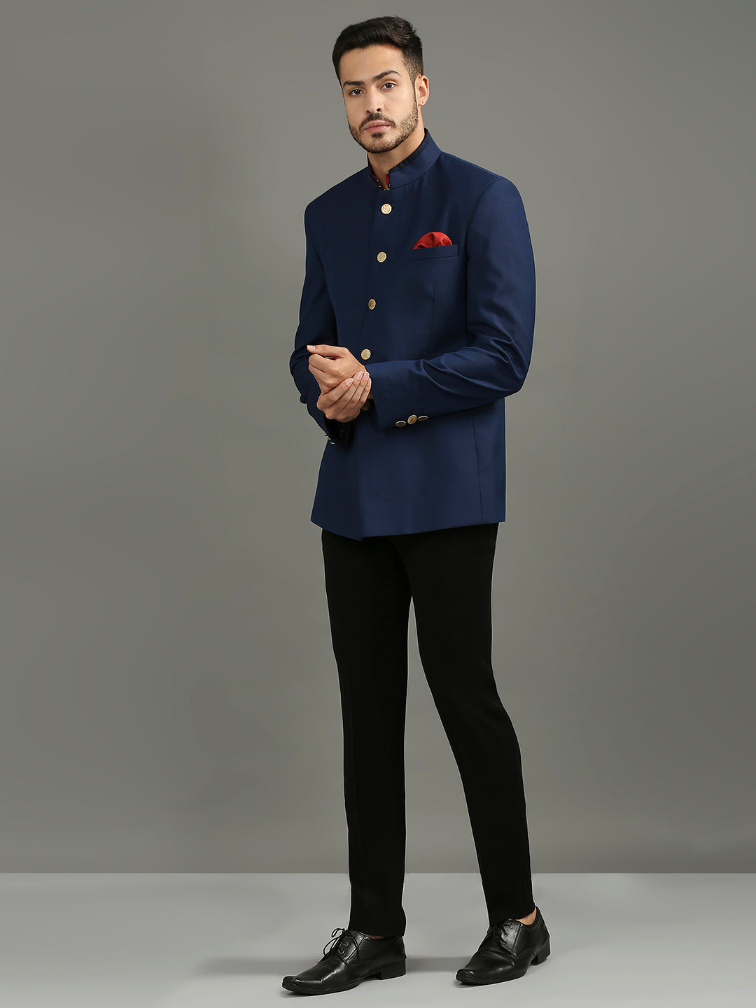 Navy Blue Bandhgala Set with matching pants