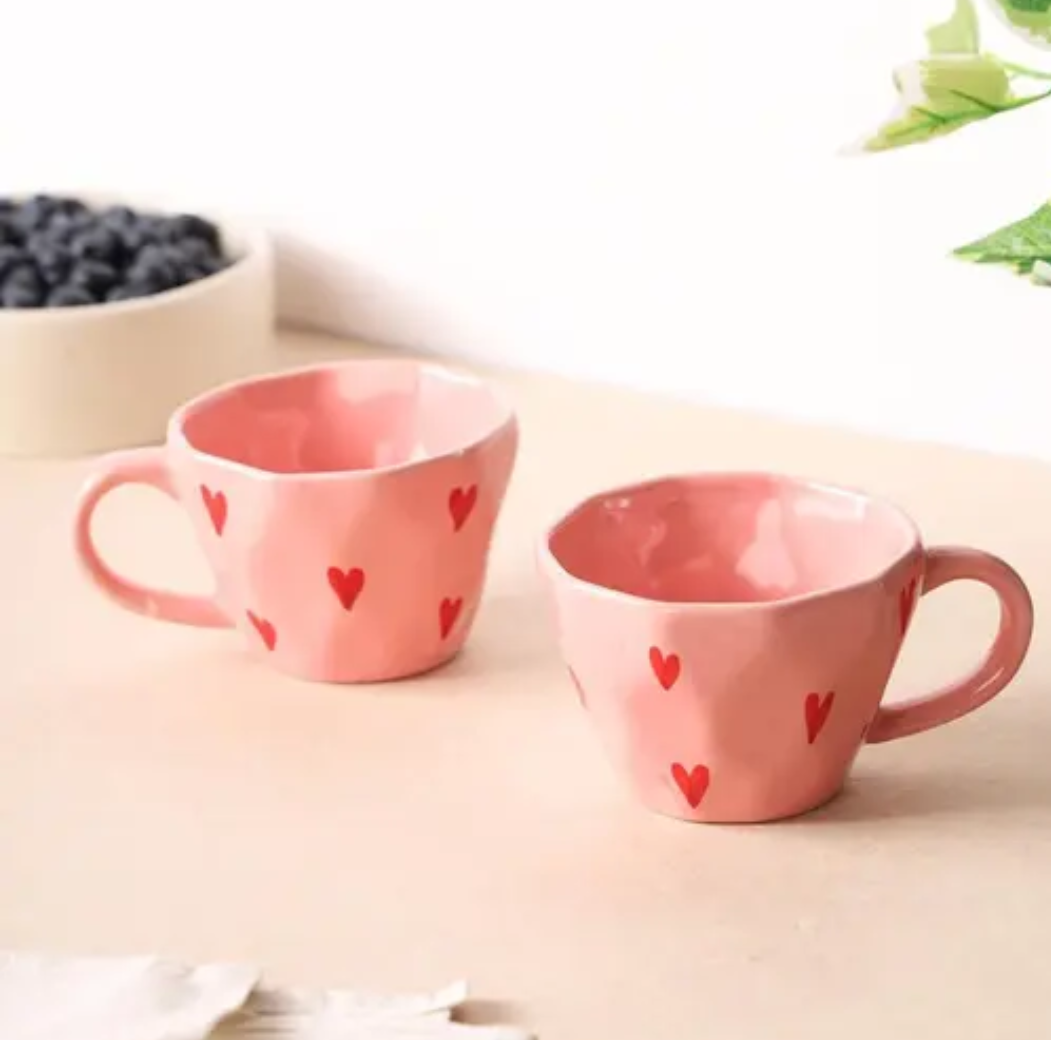 Pink Heart Valentine Coffee Cup