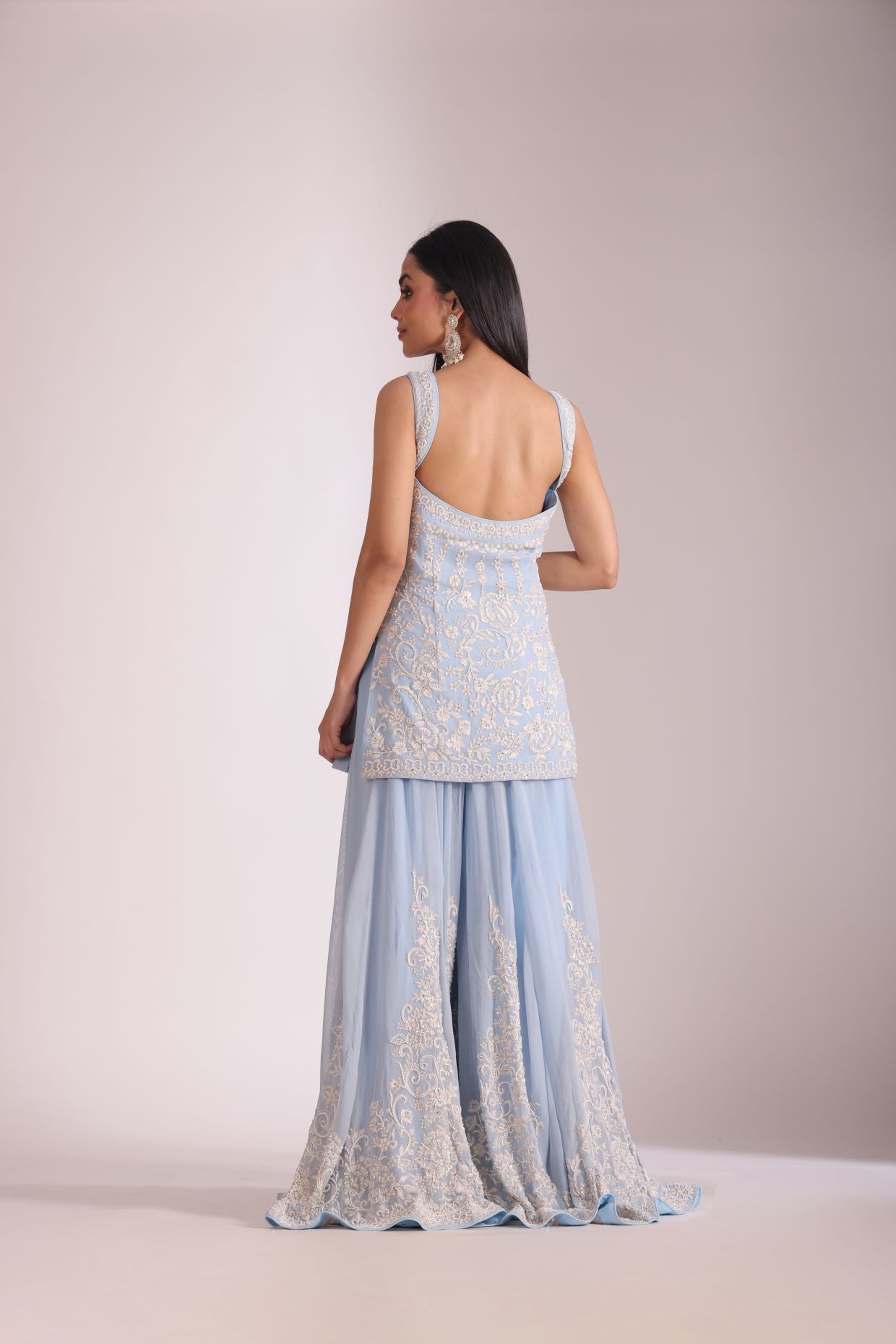 Rooh Black Embroidered Kurta, Sharara and Dupatta