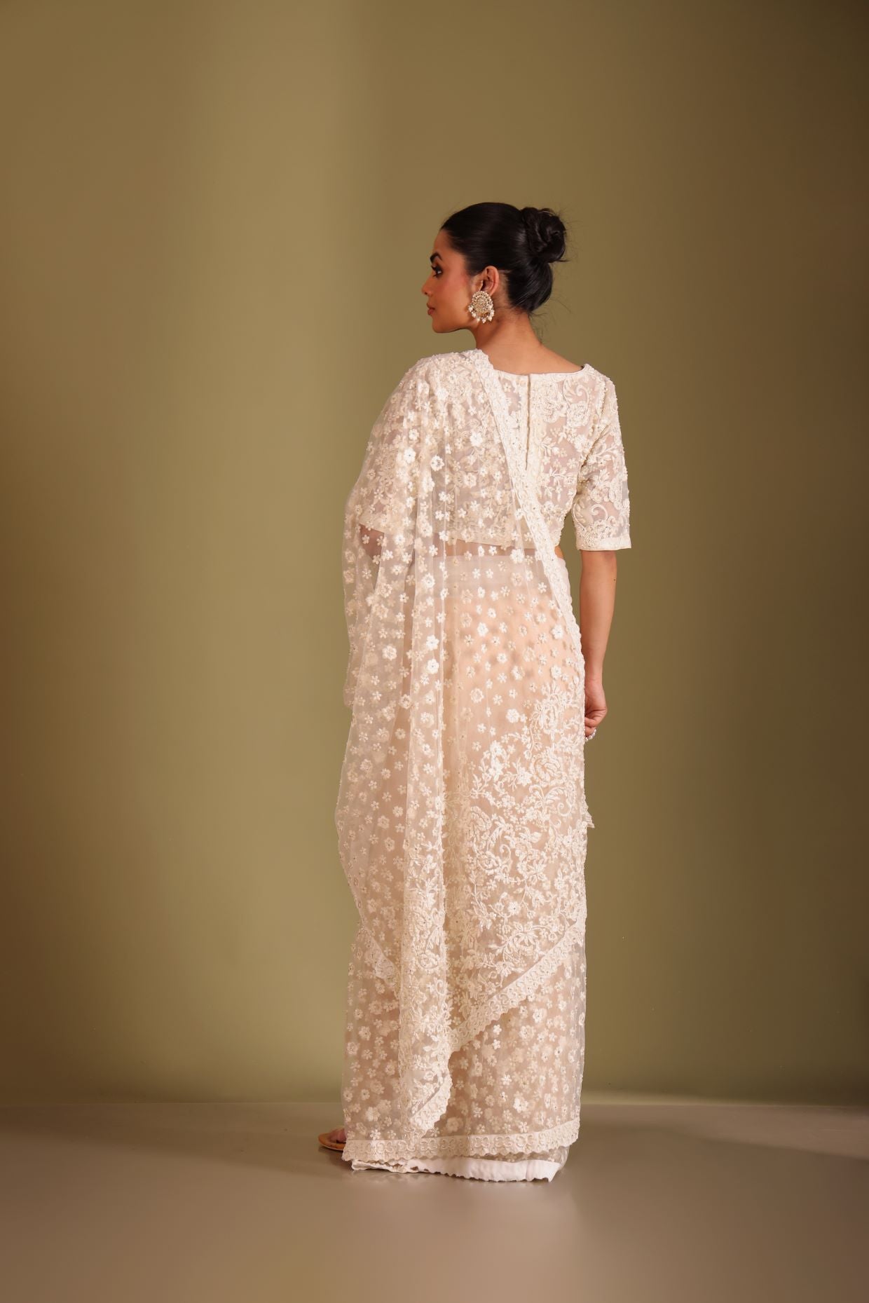 Rooh Ivory Embroidered Blouse and Saree