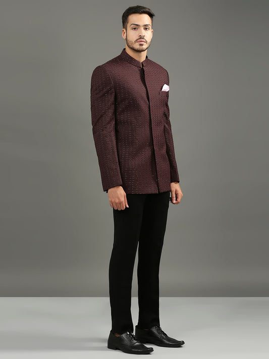 Wine Red Bandhgala Set for Men