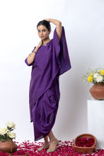 Load image into Gallery viewer, Purple chanderi skirt set
