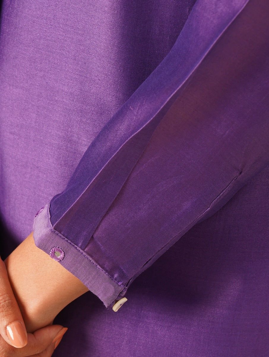 Mauve tunic with embroidred trims