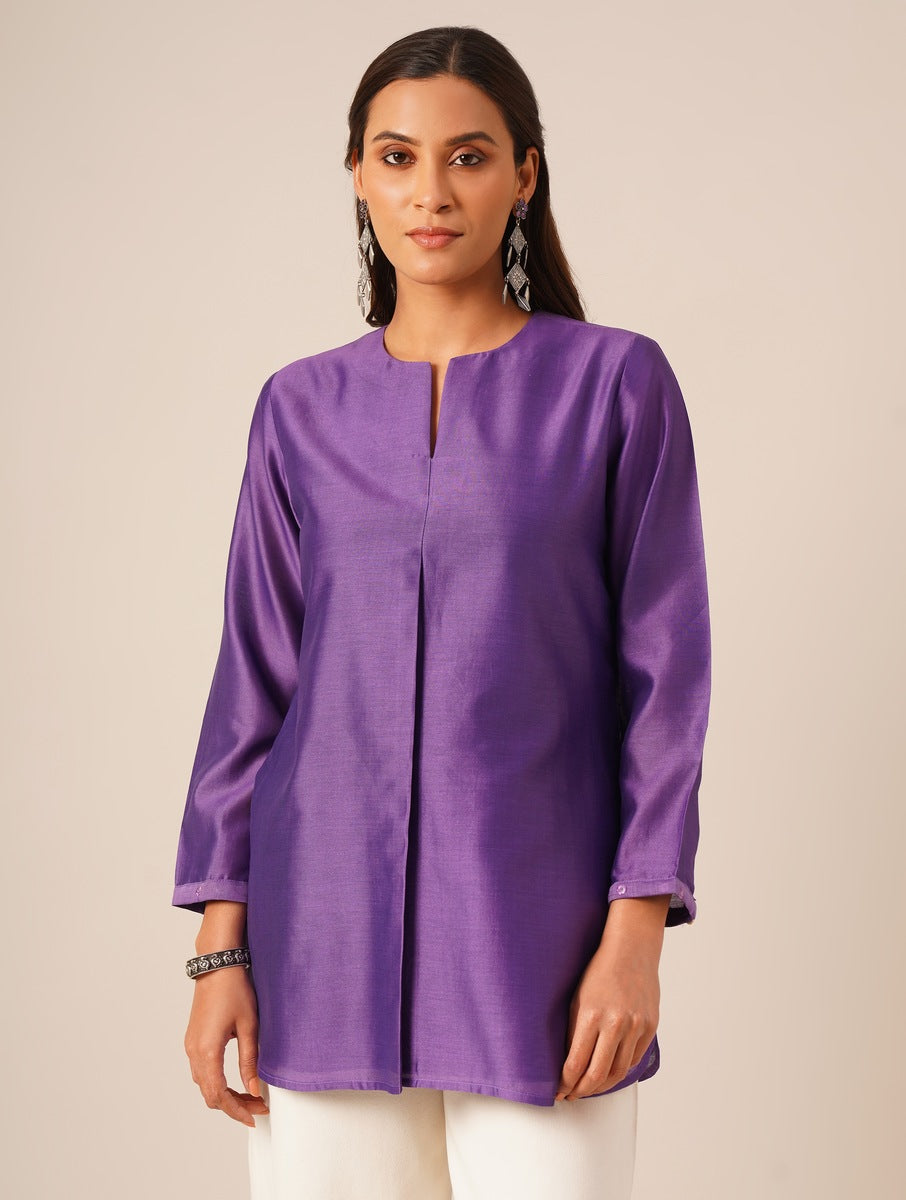 Mauve tunic with embroidred trims