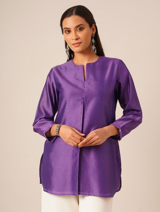 Mauve tunic with embroidred trims
