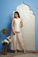 Load image into Gallery viewer, OFF WHITE CHANDERI EMBROIDERED PALLAZO SET
