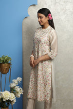 Load image into Gallery viewer, OFF WHITE CHANDERI EMBROIDERED KURTA SET

