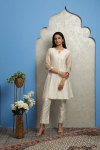 OFF WHITE CHANDERI KURTI SET