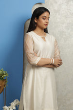 Load image into Gallery viewer, OFF WHITE CHANDERI KURTI
