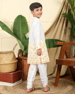 Load image into Gallery viewer, ZAHRA BOYS ETHNIC EMBROIDERED KURTA IN HAND BLOCK PRINTED COTTON
