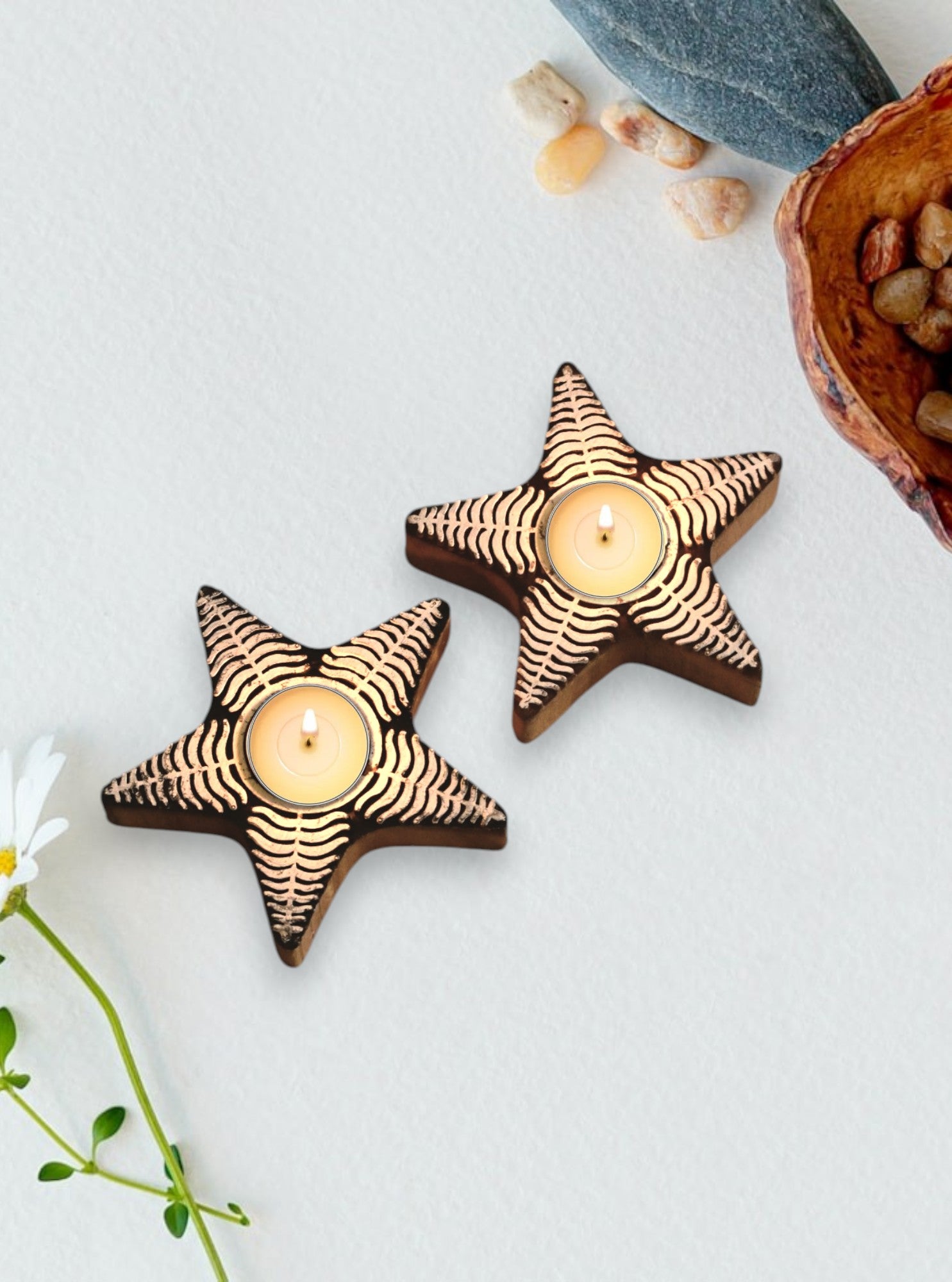 Wooden Star Tea Light Holder