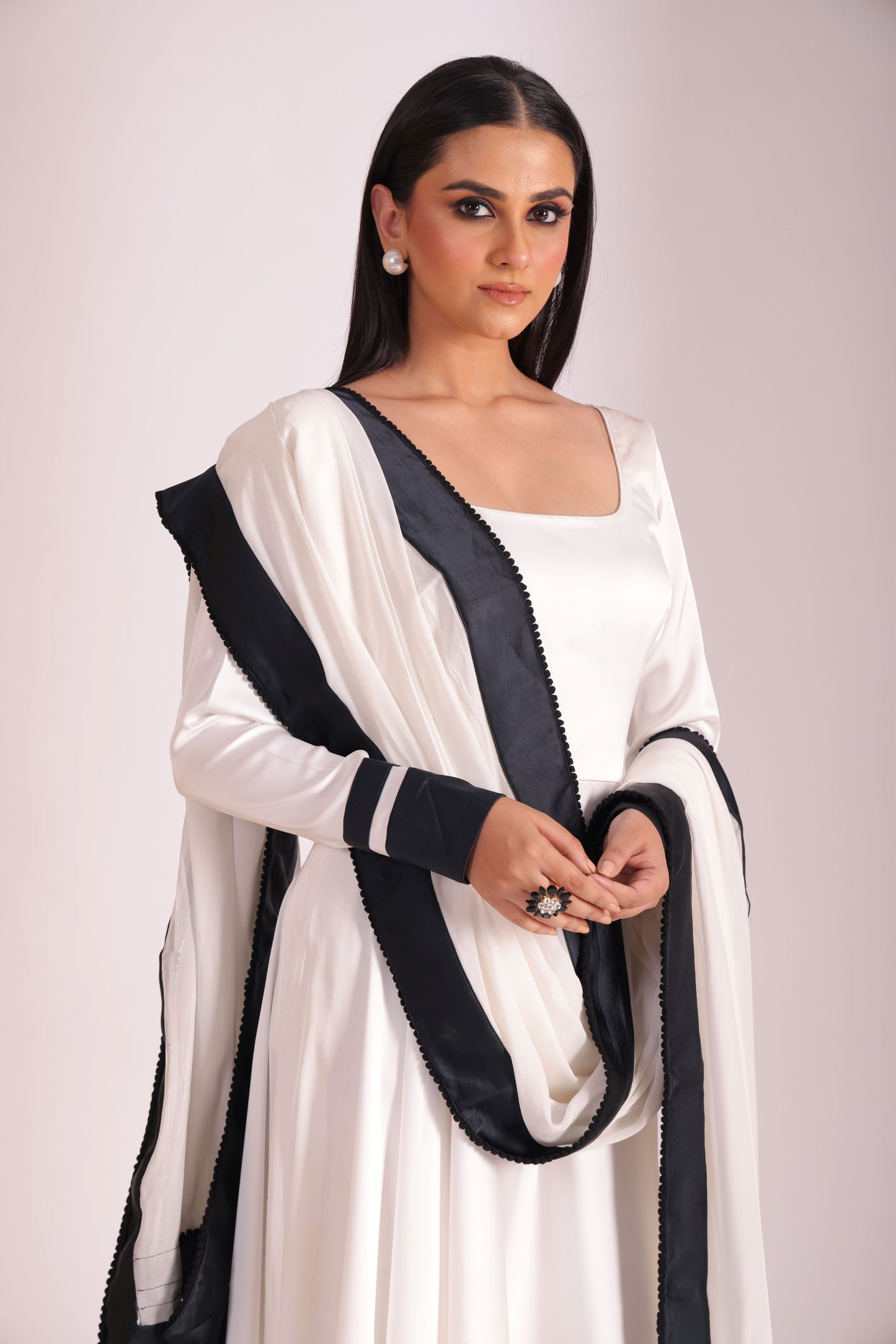 Jhalak White Anarkali with Chooridar and Dupatta- set of 3