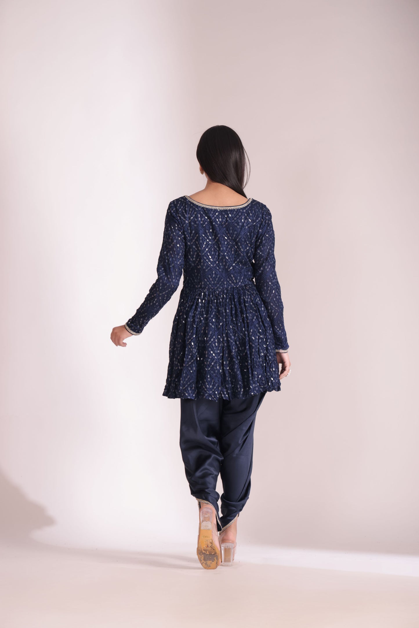 Mastani Navy Blue Peplum Angrakha and Dhoti with dupatta- set of 3