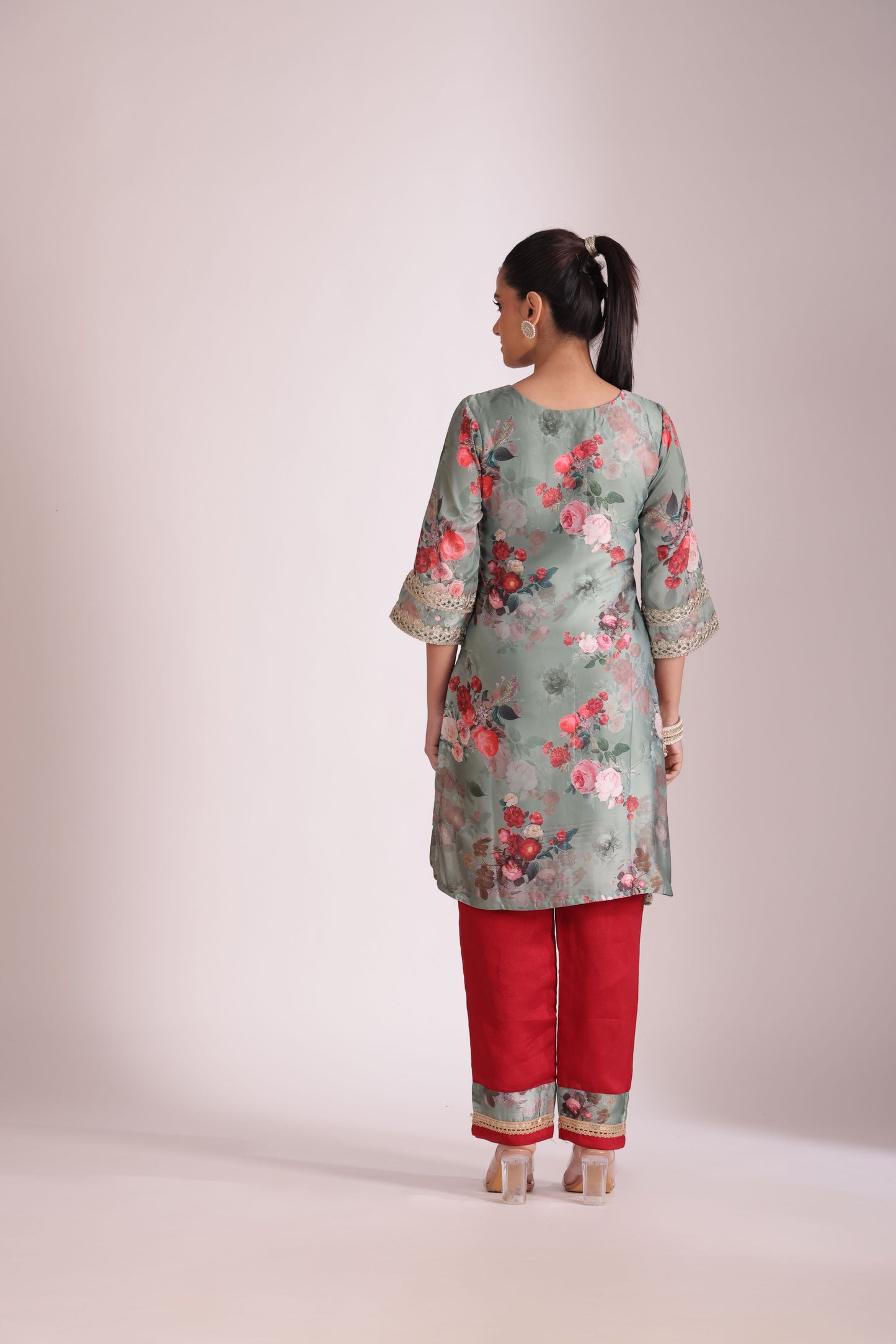 Gulzar Green printed Kurta with Pant and Dupatta- set of 3