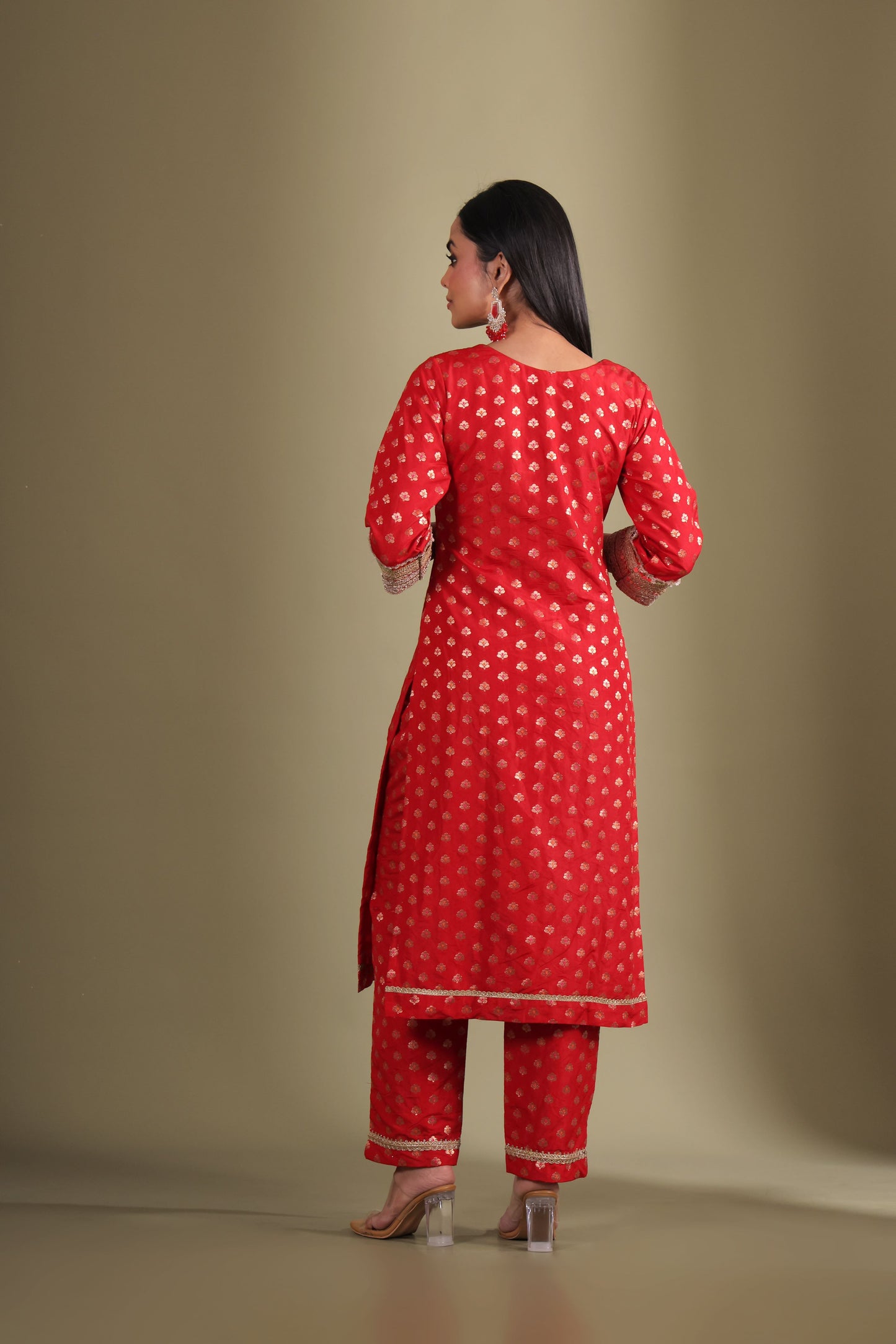 Noorika Red Kurta with pant and dupatta- set of 3