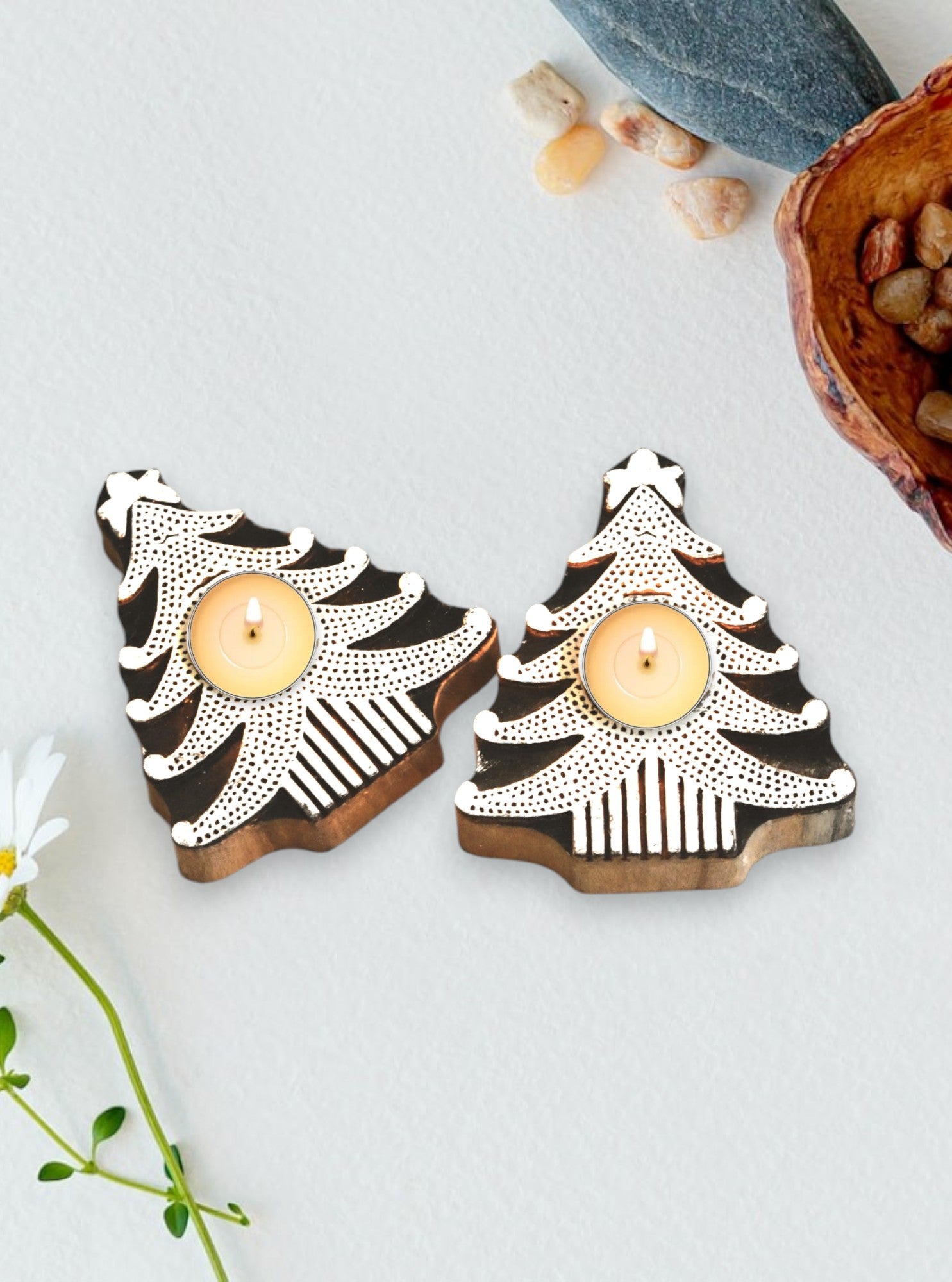 Wooden Christmas Tree Tea Light Holder