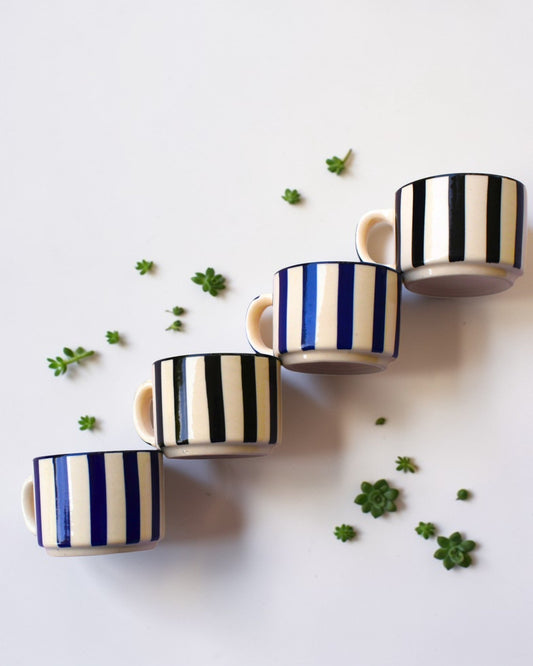 Black & Blue Ceramic Espresso Cups