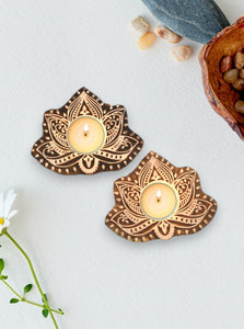 Wooden Floral Tea Light Holder