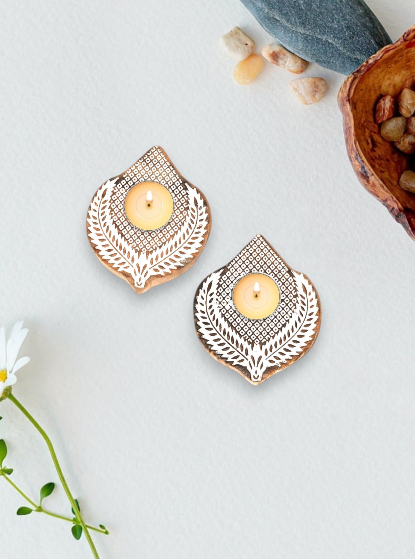 Wooden Small Christmas Tree Tea Light Holder