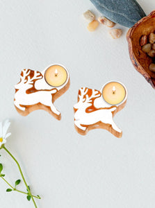 Wooden Reindeer Tea Light Holder