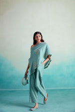 Load image into Gallery viewer, Mintella co-ords - Mint Hand embroidered Off-shoulder Co-ord set
