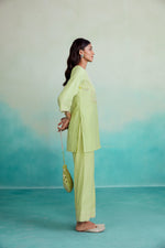 Load image into Gallery viewer, Citrina kurta set - Lime Hand embroidered Kurta Pants set
