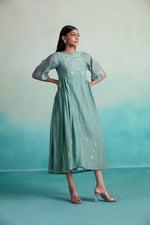 Load image into Gallery viewer, Enchantmint dress - Mint Hand embroidered gathered Dress
