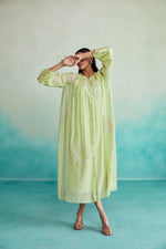 Load image into Gallery viewer, Zesty dress - Lime Hand embroidered oversized Dress
