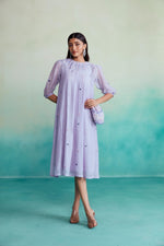 Load image into Gallery viewer, Mystique dress - Lavender Hand embroidered panelled Dress
