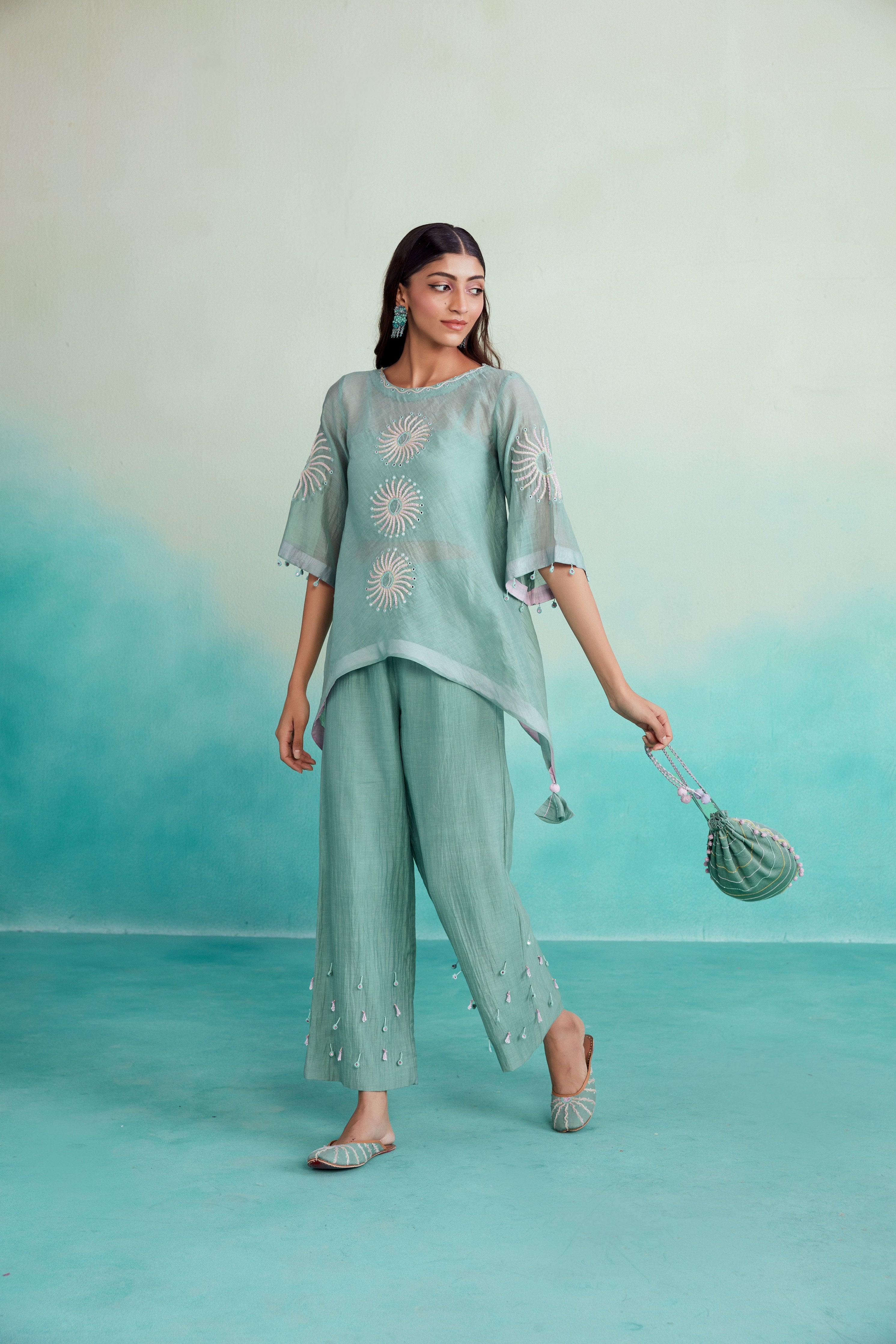 Mintylicious co-ords - Mint Hand embroidered Co-ord set