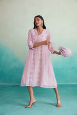 Load image into Gallery viewer, Blushine dress - Orchid Pink Hand embroidered Dress
