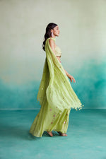 Load image into Gallery viewer, Citrus skirt top set - Lime Hand embroidered Skirt Top &amp; Dupatta set
