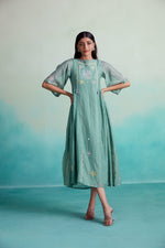 Load image into Gallery viewer, Enchantmint dress - Mint Hand embroidered gathered Dress
