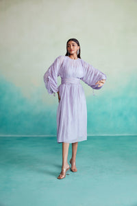 Amethyst dress - Lavender Hand embroidered Dress with Belt
