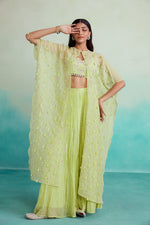 Load image into Gallery viewer, Citra jacket set - Lime Hand embroidered Jacket Crop top &amp; Sharara set
