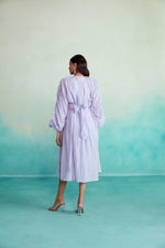 Load image into Gallery viewer, Amethyst dress - Lavender Hand embroidered Dress with Belt

