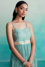 Load image into Gallery viewer, Euphoria jumpsuit - Mint Hand embroidered Mirror work Jumpsuit
