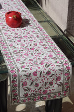 Load image into Gallery viewer, Pink &amp; Green Lotus Block Print Table Runner
