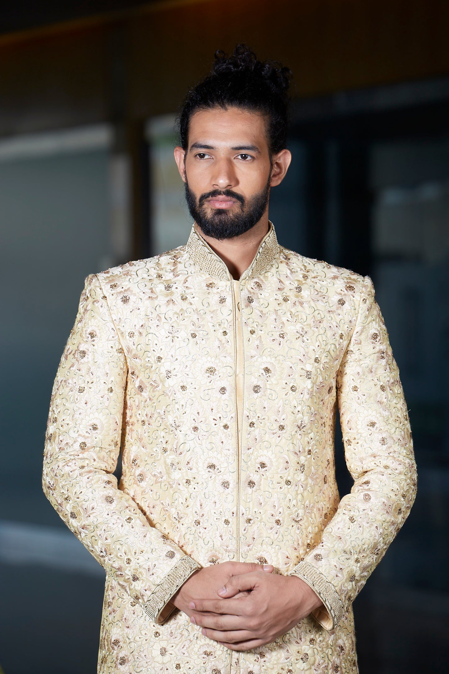 Mild Yellow Sherwani Set for Men
