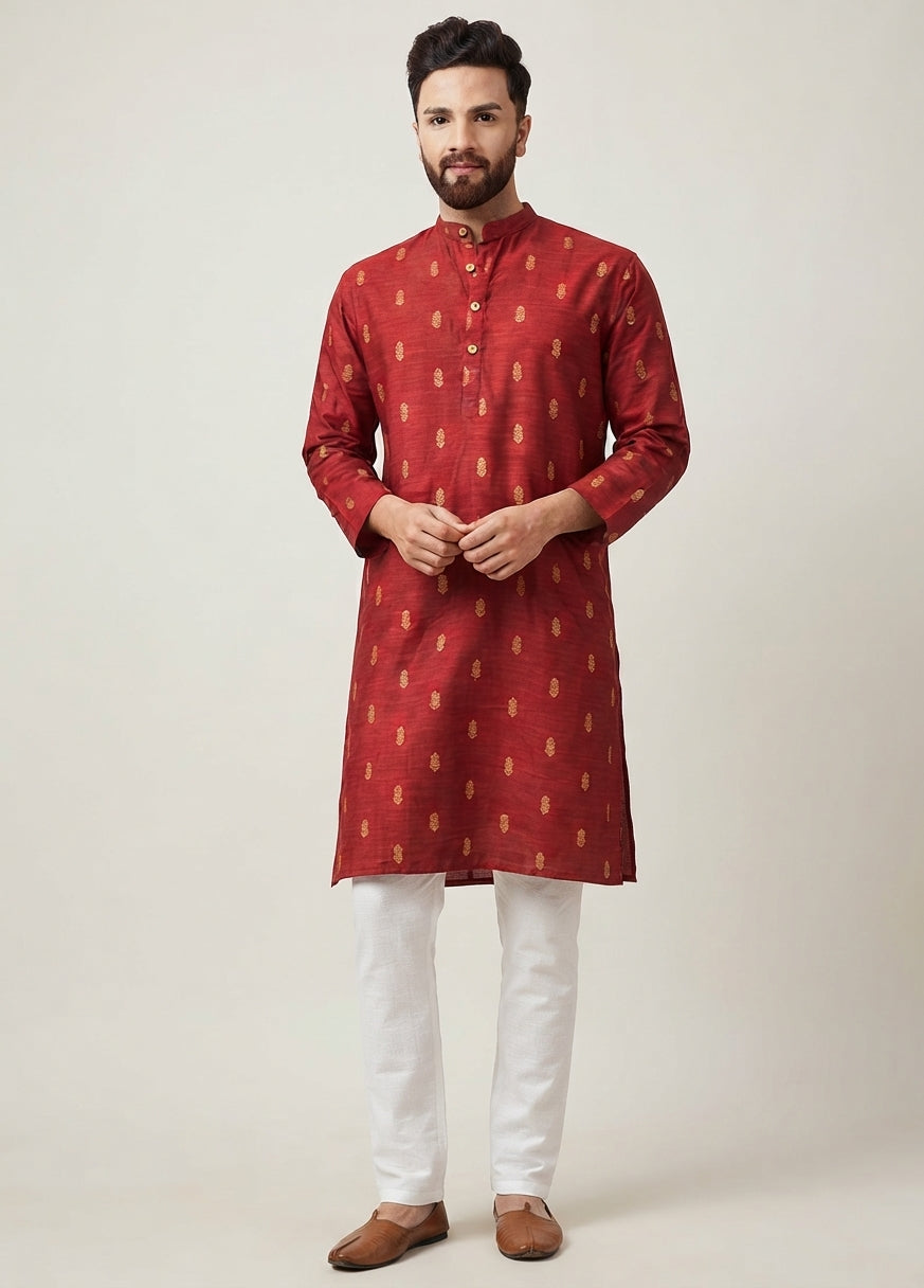 Red Kurta Payjama Set for Men