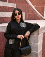 Load image into Gallery viewer, Diyu Sequin Embroidered Black Co-Ord Set
